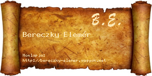 Bereczky Elemér névjegykártya
